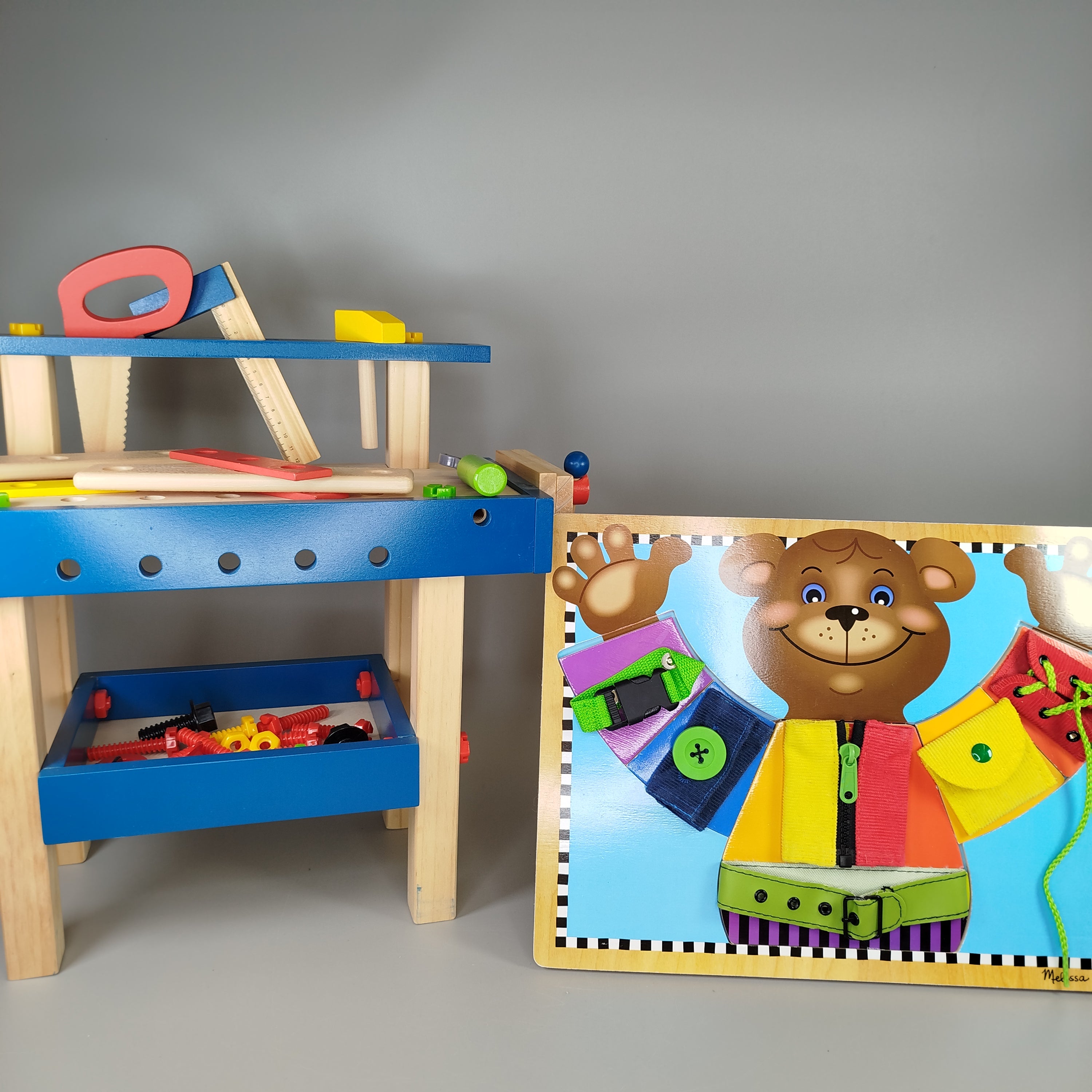 Lernspiel-Set: Werkbank und Anziehbär Puzzle